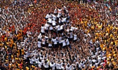 A human pyramid