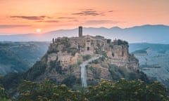 Civita di Bagnoregio, Italy<br>Only accessible via a pedestrian bridge, Civita is known as the "dying town" due to the progressive erosion of the hill.