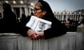 A nun wait prior to the funeral mass of Pope Emeritus Benedict XVI at St. Peter's square in the Vatican.