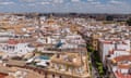 Panoramic aerial view, from the top of the Giralda tower, over Seville