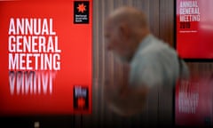 National Australia Bank signage at the bank’s annual shareholder meeting