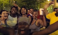 Black college students party on the street