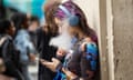 People vaping on Oxford Street in London