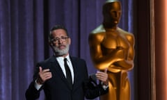 Tom Hanks speaking on stage at the 11th Annual Governors Awards gala hosted by the Academy of Motion Picture Arts and Sciences, Dolby Theatre, Hollywood, 27 October 2019. 