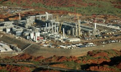 The North West Shelf Venture, situated in the north-west of Western Australia, is Australia’s largest resource development project. It involves the extraction of petroleum (mostly natural gas and condensate) at offshore production platforms, onshore processing and export of liquefied natural gas, and production of natural gas for industrial, commercial and domestic use within the state. Owned by an international consortium, the venture is composed of six partners each holding a one-sixth share in the project. These are: Perth-based Woodside Petroleum; BHP Billiton; BP plc; Chevron Corporation; Royal Dutch Shell plc; a venture between Mitsubishi Corporation and Mitsui &amp; Co. called Japan Australia LNG (MIMI) Pty Ltd. North West Shelf Gas Pty Ltd .