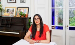 Observer Magazine<br>SELF - writer Sheela Banerjee, - Sari Journey - photographed at home in London.