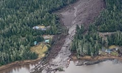The area where a landslide occurred the previous evening near Wrangell, Alaska, on 21 November 2023.