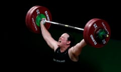 New Zealand’s Laurel Hubbard competes during the women’s +90kg weightlifting final at the 2018 Gold Coast Commonwealth Games in Gold Coast on April 9, 2018. / AFP PHOTO / ADRIAN DENNISADRIAN DENNIS/AFP/Getty Images