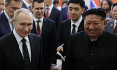Russian President Putin visits North Korea<br>Russia's President Vladimir Putin and North Korea's leader Kim Jong Un arrive for a gala concert in Pyongyang, North Korea June 19, 2024. Sputnik/Gavriil Grigorov/Pool via REUTERS ATTENTION EDITORS - THIS IMAGE WAS PROVIDED BY A THIRD PARTY.