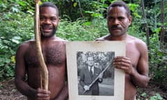 Two islanders proudly show the photo the Duke of Edinburgh sent them in 1980. 