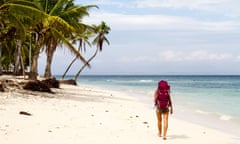 Backpacker on a beach