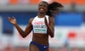 Dina Asher-Smith of Great Britain celebrates after winning gold in the womens 200m on day two of The 23rd European Athletics Championships at Olympic Stadium on July 7, 2016 in Amsterdam