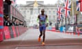 Mo Farah crosses the finish line