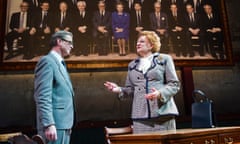 James Wilby (Geoffrey Howe) and Steve Nallon (Margaret Thatcher) in the theatrical version of Dead Sheep by Jonathan Maitland.