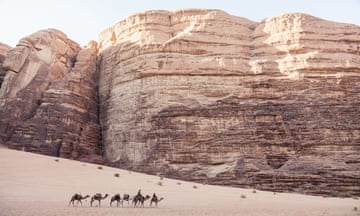 Camel caravan  Camel caravan in Wadi Rum desert in Jordan
