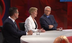 Liberal senator Zed Seselja, human rights advocate Gillian Triggs and host Tony Jones on Q&amp;A on Monday night