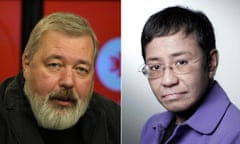 Dmitry Muratov (left) and Maria Ressa