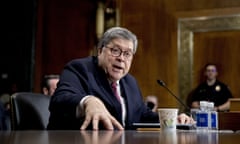 William Barr<br>FILE - In this May 1, 2019, file photo, Attorney General William Barr testifies during a Senate Judiciary Committee hearing on Capitol Hill in Washington. The Justice Department says it is willing to provide the House intelligence committee with documents from special counsel Robert Mueller’s investigation, as long as the panel agrees not to take any action against Barr. (AP Photo/Andrew Harnik, File)