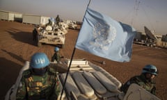 In this Feb. 25, 2015 photo provided by the United Nations, UN peacekeepers from Bangladesh arrive at the Niger Battalion Base in Ansongo, in eastern Mali. The U.N. Peacekeeping mission in Mali has become a testing ground for new approaches to peacekeeping, with the use of special forces, unarmed drones and intelligence work that brings the U.N. closer than ever to the sensitive issue of electronic surveillance. (Marco Dormino/United Nations via AP)