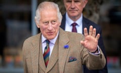 FILE - Britain's King Charles III waves during his visit to the Discovery Centre and Auld School Close to hear more about the 3.3million pound (4.1 million US dollars) energy efficient housing project in the area, in Tomintoul, Scotland, Wednesday, Sept. 13, 2023. Buckingham Palace announced Wednesday, Oct. 11, 2023, that King Charles III will travel to Kenya later this month for a state visit full of symbolism: His mother, the late Queen Elizabeth II, learned she had become queen while visiting a game preserve in the East African nation in 1952. (Jane Barlow/Pool Photo via AP, File)