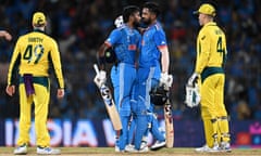 KL Rahul celebrates with Hardik Pandya after sealing India’s win