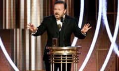 77th Golden Globe Awards - Show - Beverly Hills, California, U.S., January 5, 2020 - Ricky Gervais. Paul Drinkwater/NBCUniversal/Handout via REUTERS For editorial use only. Additional clearance required for commercial or promotional use, contact your local office for assistance. Any commercial or promotional use of NBCUniversal content requires NBCUniversal’s prior written consent. No book publishing without prior approval. NO SALES. NO ARCHIVES. TPX IMAGES OF THE DAY