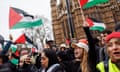 Palestine Solidarity Campaign  protesters outside parliament