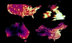 Composite image of four countries’ maps