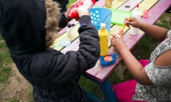 April - 2017: London: Play park in Hackney. children's playground, kids, playing, children, anonymous, child poverty