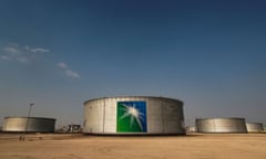 Aramco oil tanks in the desert