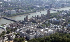 Aerial view of Treasury Buildings, The FCO, Government Offices and Houses of Parliament, London SW1<br>CN3J9Y Aerial view of Treasury Buildings, The FCO, Government Offices and Houses of Parliament, London SW1