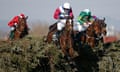 2017 Randox Health Grand National<br>LIVERPOOL, ENGLAND - APRIL 08:  Derek Fox riding One For Arthur (C) clear the last to win The Randox Health Grand National from Cause Of Causes and Jamie Codd (2R, green) at Aintree Racecourse on April 8, 2017 in Liverpool, England. (Photo by Alan Crowhurst/Getty Images)