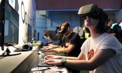 The Oculus Rift, 1080p HD Virtual Reality Headset for 3D Gaming, Earls Court, London, Britain - 26 Sep 2013<br>Mandatory Credit: Photo by Michael Bowles/REX Shutterstock (3040496i) Gamer using the Oculus Rift - a 1080p HD Virtual Reality Headset for 3D Gaming The Oculus Rift, 1080p HD Virtual Reality Headset for 3D Gaming, Earls Court, London, Britain - 26 Sep 2013