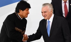 Bolivia's president, Evo Morales, and Brazil's president, Michel Temer