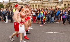 Participants in the main parade at Brighton Pride 2012 in front of Brighton Pavilion.<br>EA9NY6 Participants in the main parade at Brighton Pride 2012 in front of Brighton Pavilion.