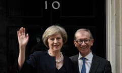 Theresa May and her husband wave outside No 10 Downing Street