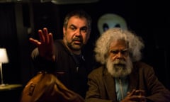 Wayne Blair and Jack Charles on set of Cleverman