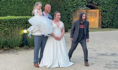 ‘It was surreal’: Nikki and James Roadnight at their wedding, with Keanu Reeves.