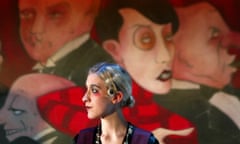 Grand Hotel at the Donmar Warehouse, London. Hattie Bayton as Tootsie in front of a backdrop based on a work by George Grosz