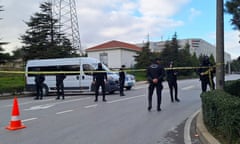 Police cordon off the area outside the Procter & Gamble factory near Gebze