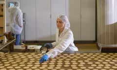 a biscuit factory production line.