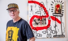 Carlo McCormick, art critic in front of Keith Haring’s Malcolm X