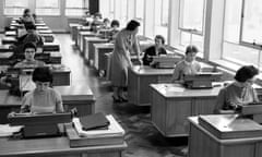 Typing Pool<br>The typing pool at the offices of the retailer Marks and Spencer, Baker Street, London, 7th April 1959. (Photo by Bert Hardy Advertising Archive/Getty Images)