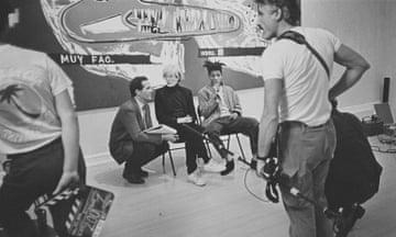 Sandy Nairne, Andy Warhol and Jean-Michel Basquiat at Tony Shafrazi Gallery, New York, October 1985