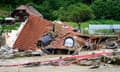 A collapsed home in Prevalje in Slovenia, where the River Meza burst its banks