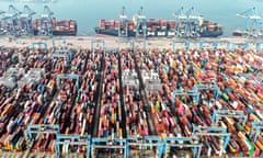 Shipping containers at Qingdao Port in China