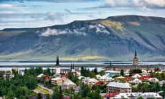 Elevated view across Reykjavik, Capital Region, Iceland<br>GettyImages-1268467286