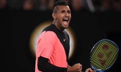 Nick Kyrgios on his way to a four-set victory.