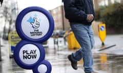 National lottery sign outside a newsagent in north London