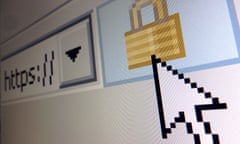 A lock icon, signifying an encrypted Internet connection, is seen on an Internet Explorer browser.